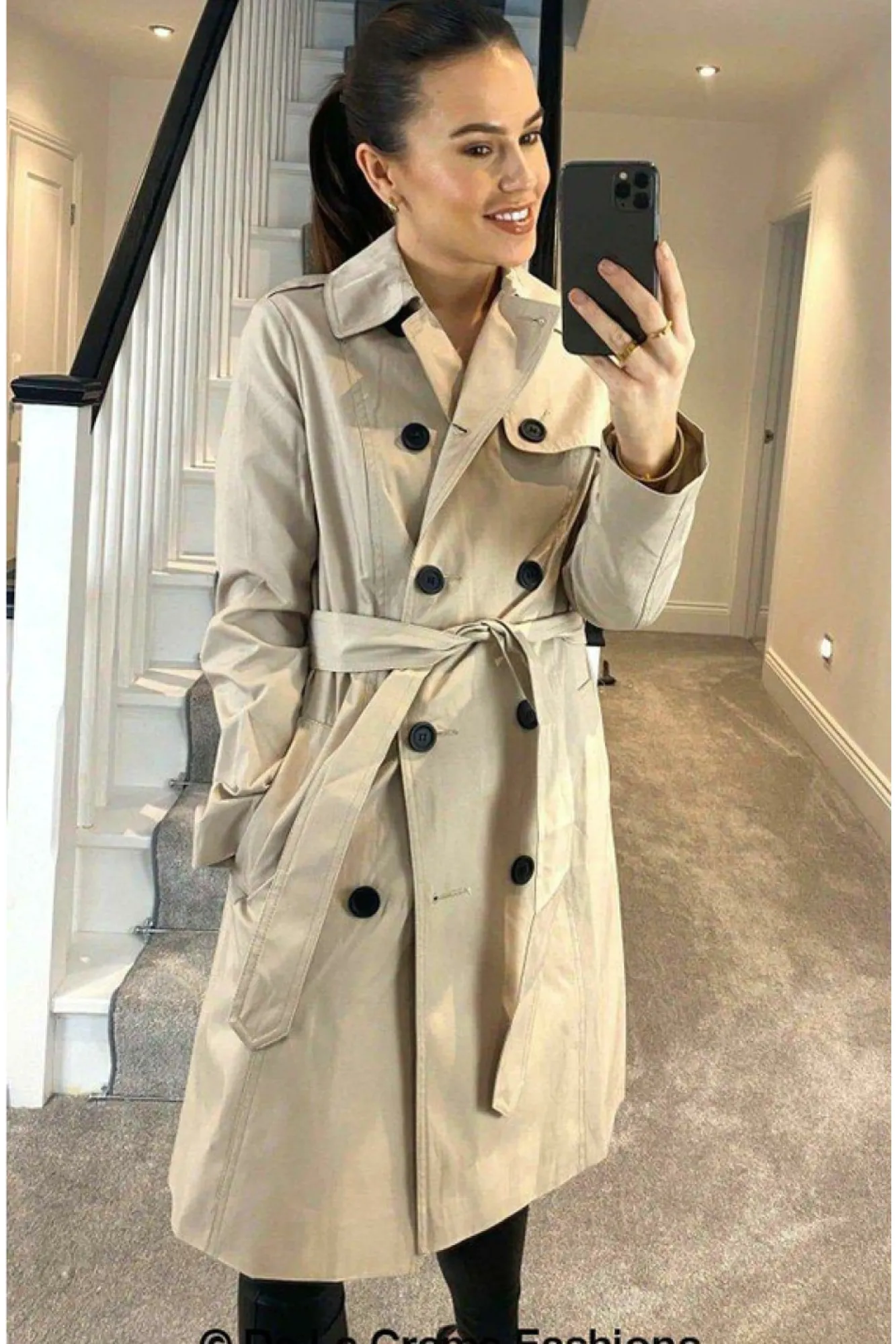 Outerwear^De La Creme Fashions Cotton Blend Belted Trench Coat