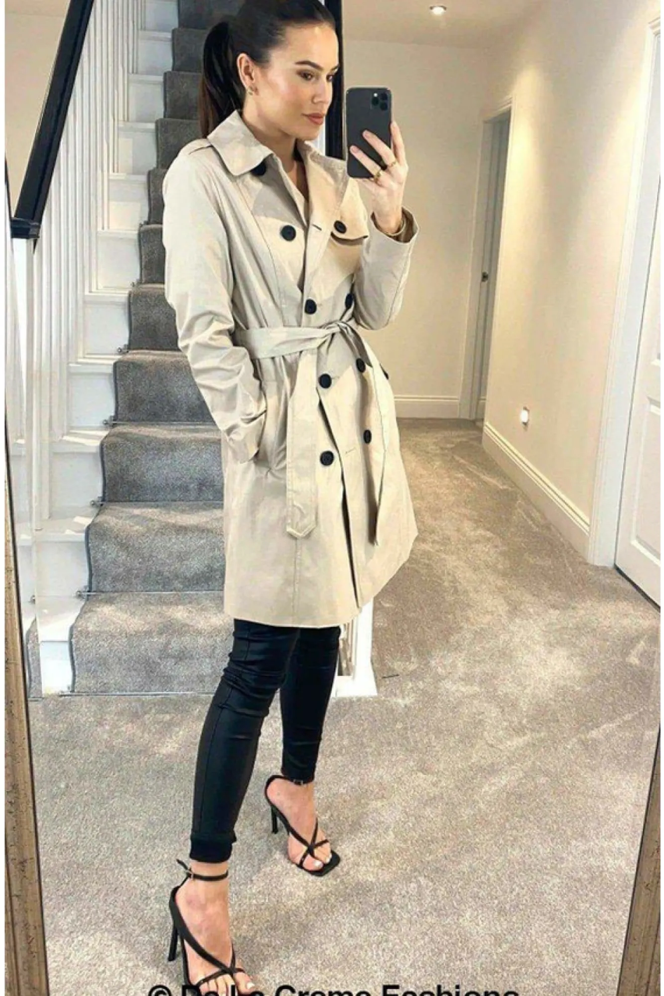 Outerwear^De La Creme Fashions Cotton Blend Belted Trench Coat