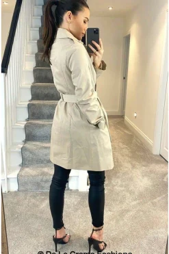 Outerwear^De La Creme Fashions Cotton Blend Belted Trench Coat
