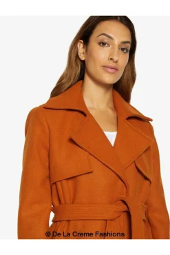 Outerwear^De La Creme Fashions Dina Lapel Collar Duster Coat With Belt