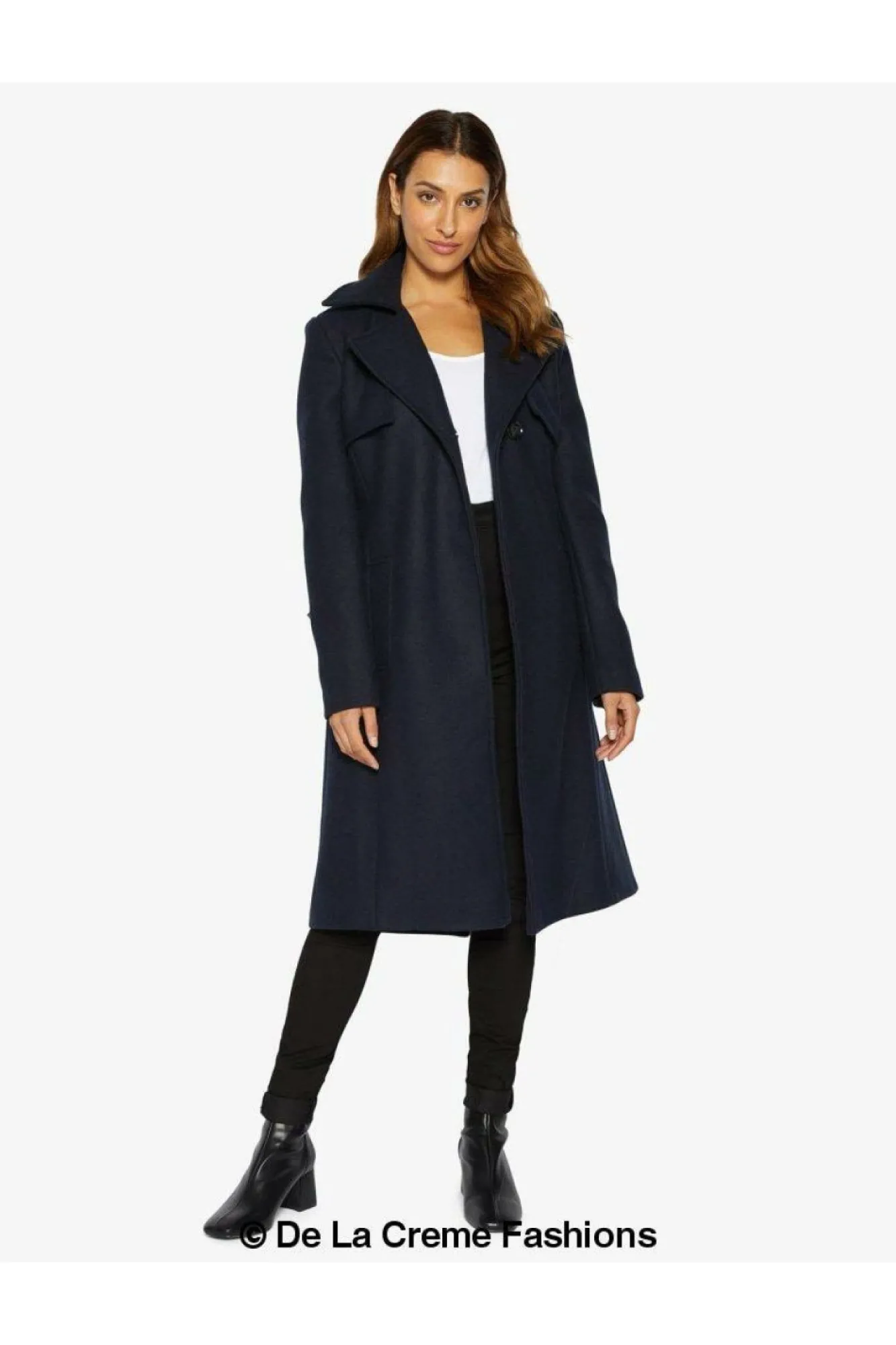 Outerwear^De La Creme Fashions Dina Lapel Collar Duster Coat With Belt