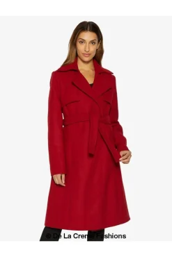 Outerwear^De La Creme Fashions Dina Lapel Collar Duster Coat With Belt