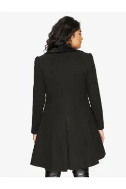 Outerwear^De La Creme Fashions Double Breast Velvet Trim Skater Coat