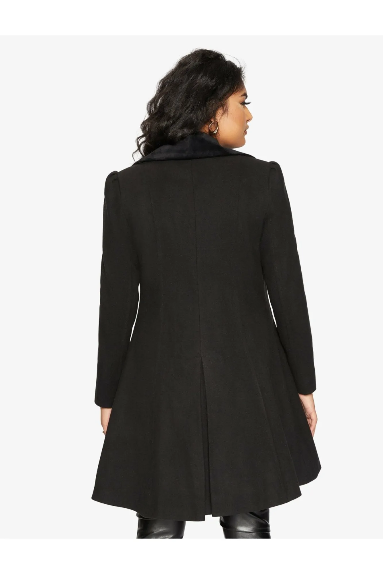 Outerwear^De La Creme Fashions Double Breast Velvet Trim Skater Coat