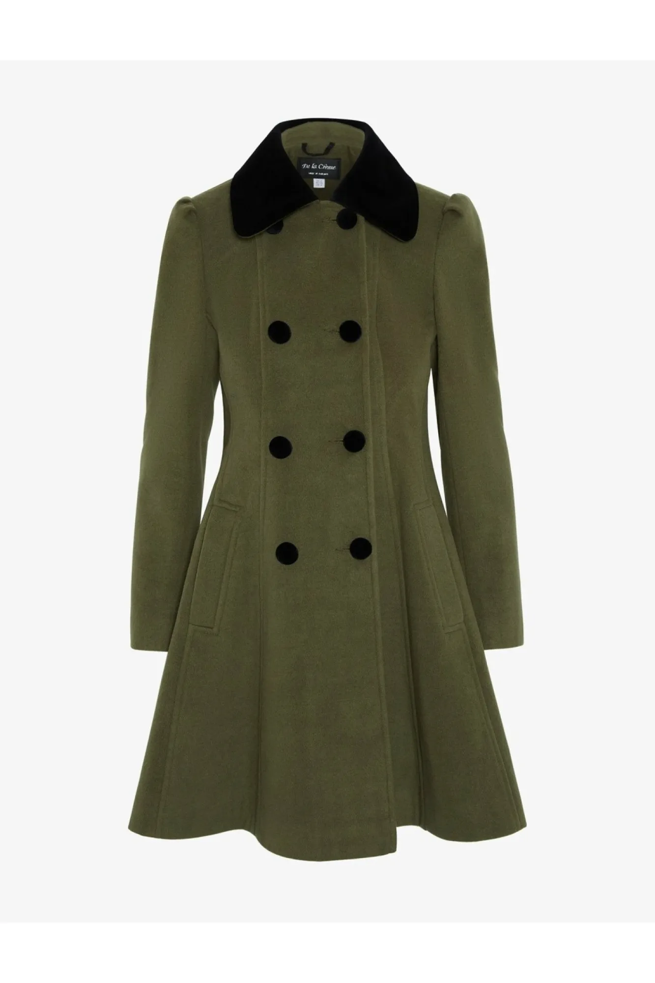 Outerwear^De La Creme Fashions Double Breast Velvet Trim Skater Coat
