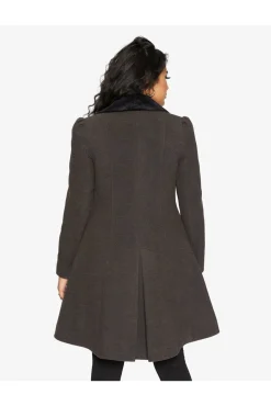 Outerwear^De La Creme Fashions Double Breast Velvet Trim Skater Coat