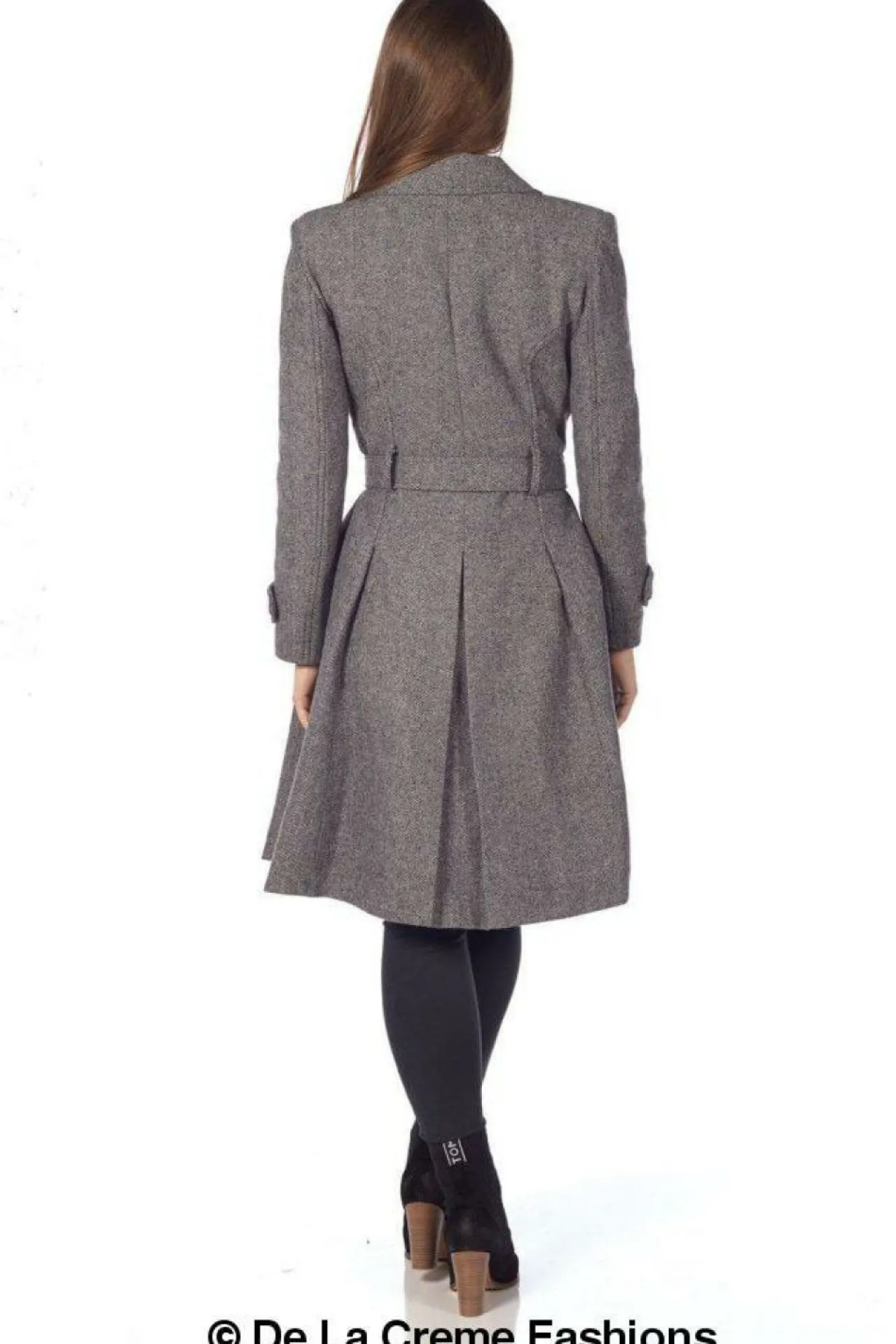 Outerwear^De La Creme Fashions Herringbone Tweed Blend Trench Coat Grey