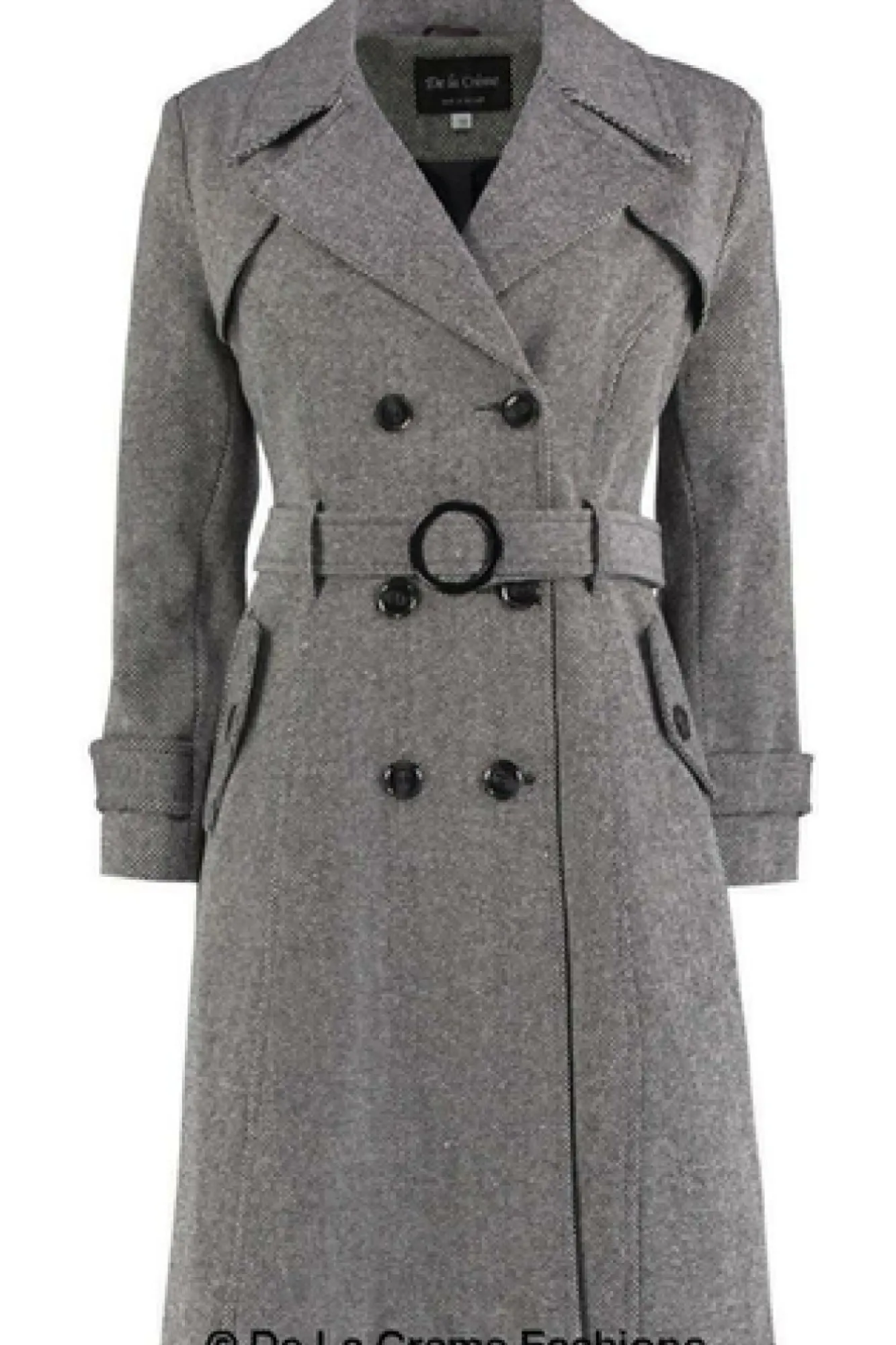 Outerwear^De La Creme Fashions Herringbone Tweed Blend Trench Coat Grey