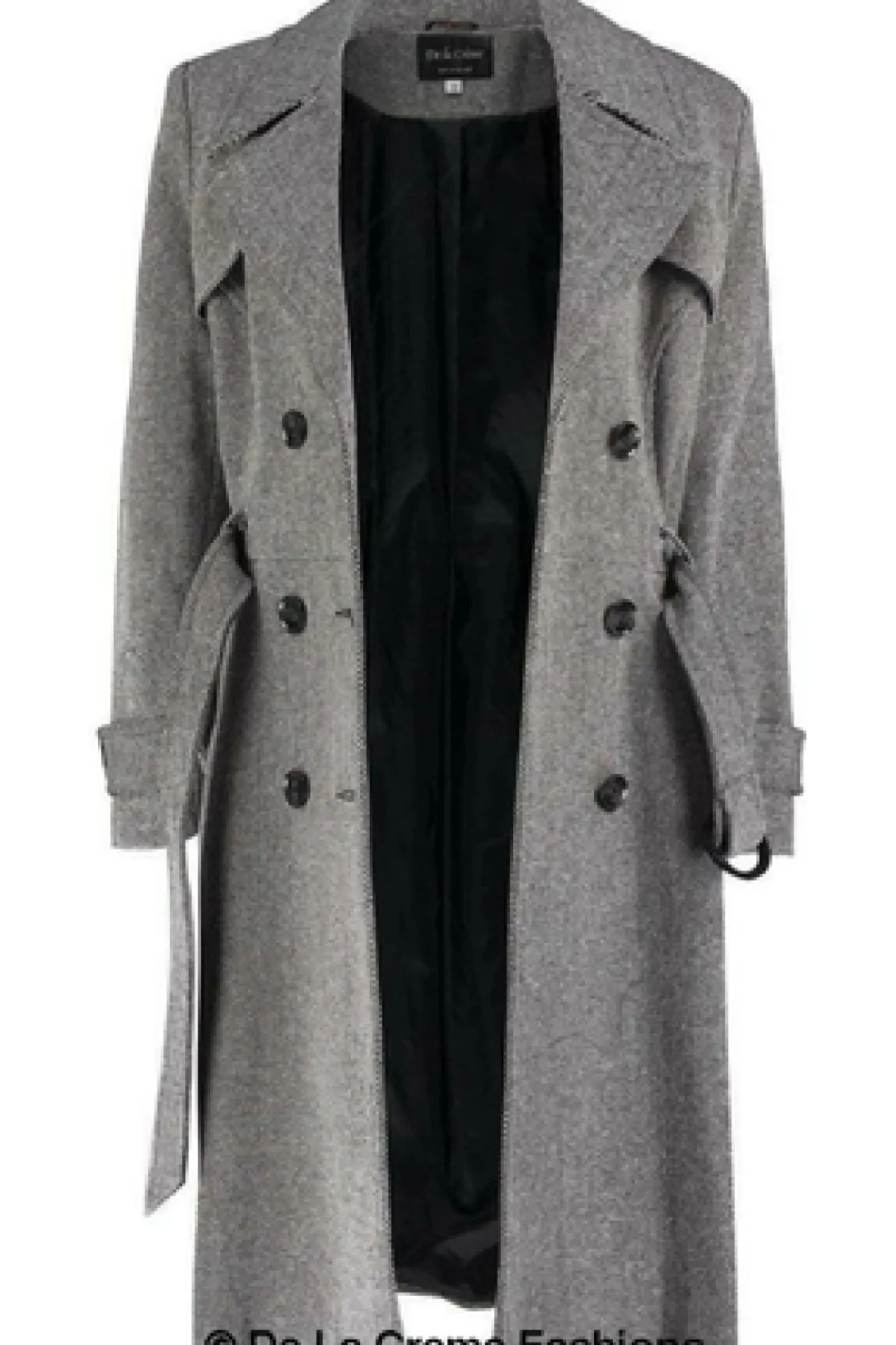 Outerwear^De La Creme Fashions Herringbone Tweed Blend Trench Coat Grey