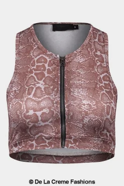 Crop Tops^De La Creme Fashions Ladies Animal Print Crop Top Default