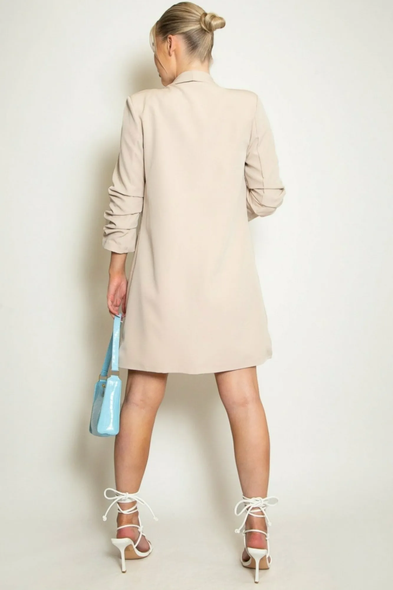 Outerwear^De La Creme Fashions Long Ruched Sleeve Open Blazer