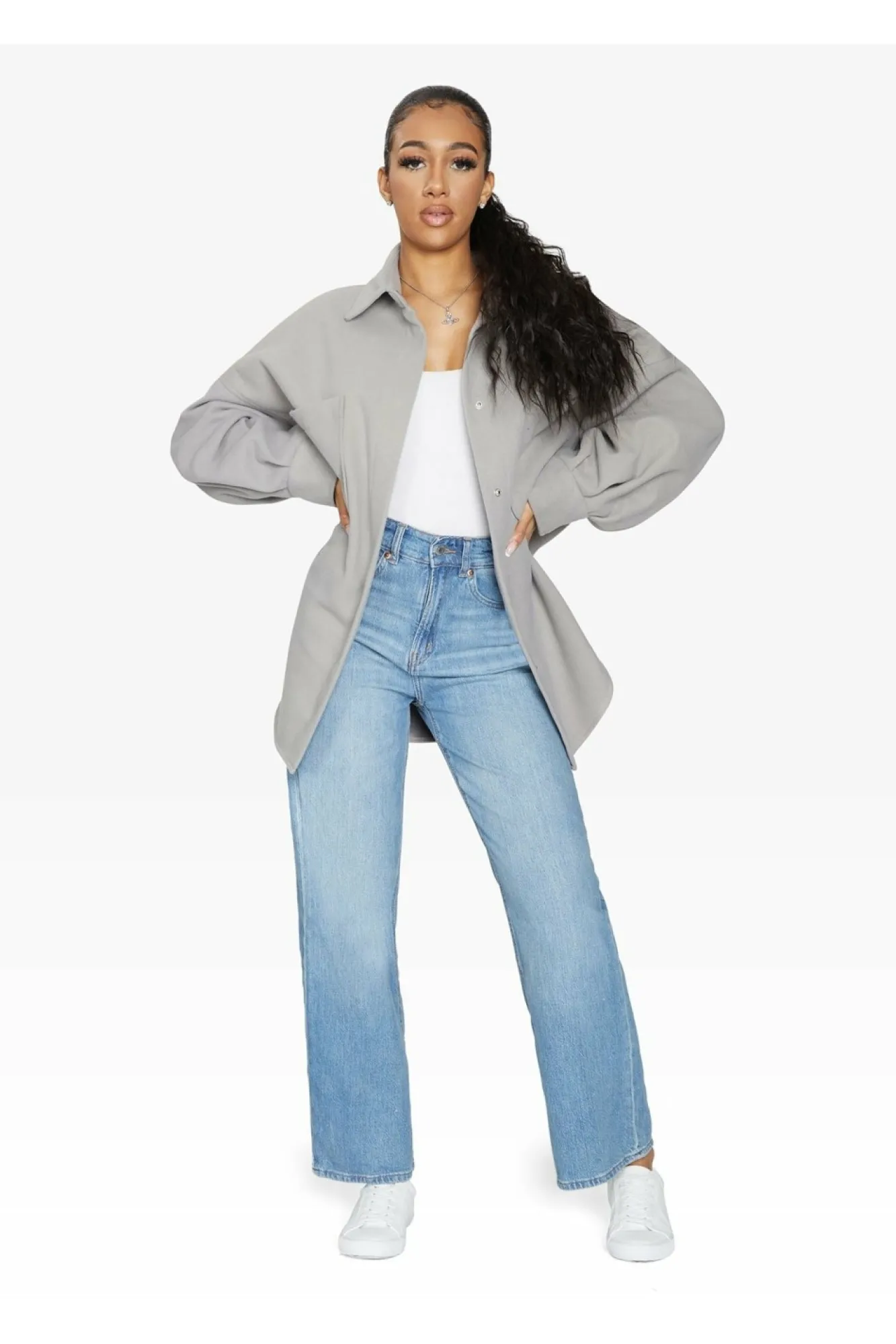 Outerwear^De La Creme Fashions Oversized Patch Pocket Shacket