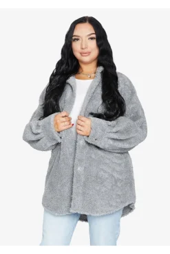 Outerwear^De La Creme Fashions Oversized Patch Pocket Borg Shacket