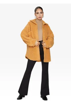 Outerwear^De La Creme Fashions Oversized Patch Pocket Borg Shacket