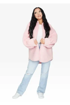 Outerwear^De La Creme Fashions Oversized Patch Pocket Borg Shacket