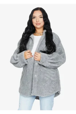 Outerwear^De La Creme Fashions Oversized Patch Pocket Borg Shacket