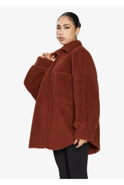 Outerwear^De La Creme Fashions Oversized Patch Pocket Borg Shacket