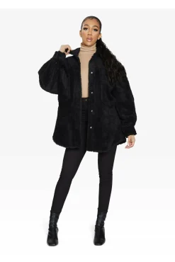 Outerwear^De La Creme Fashions Oversized Patch Pocket Borg Shacket