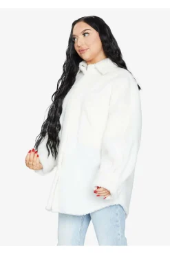 Outerwear^De La Creme Fashions Oversized Patch Pocket Borg Shacket