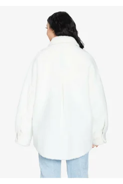 Outerwear^De La Creme Fashions Oversized Patch Pocket Borg Shacket