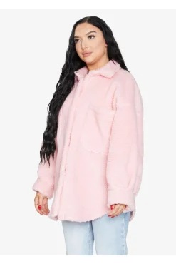 Outerwear^De La Creme Fashions Oversized Patch Pocket Borg Shacket