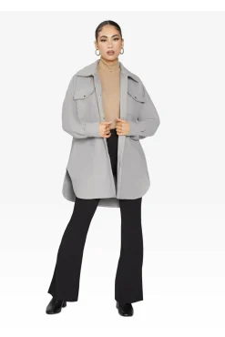 Outerwear^De La Creme Fashions Oversized Stud Button Shacket