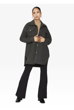 Outerwear^De La Creme Fashions Oversized Stud Button Shacket