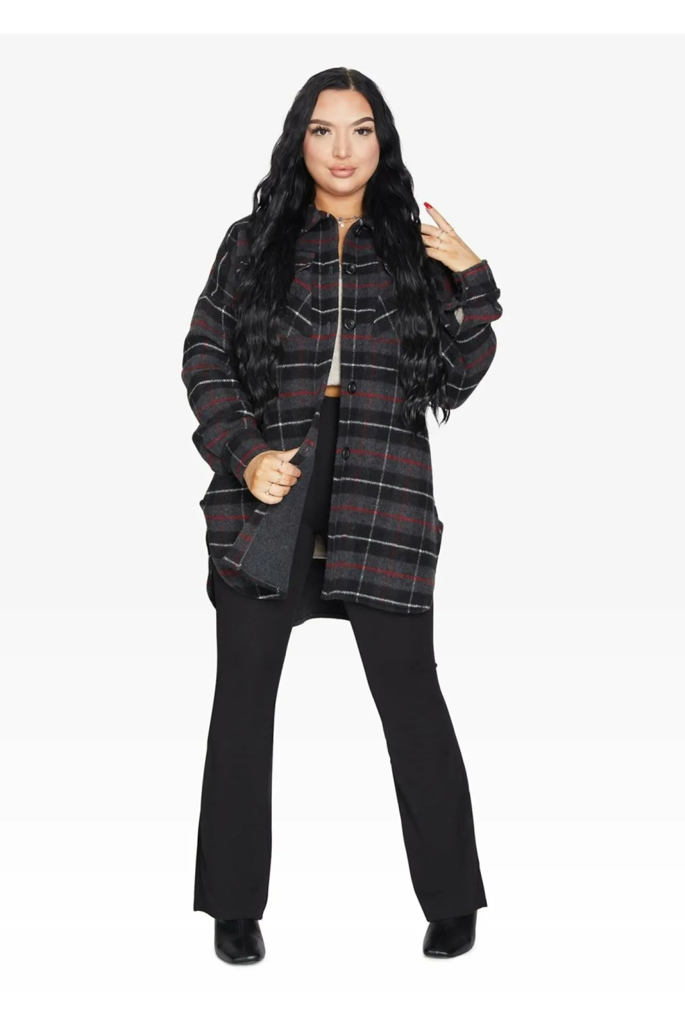 Outerwear^De La Creme Fashions Oversized Nova Check Wool Blend Shacket