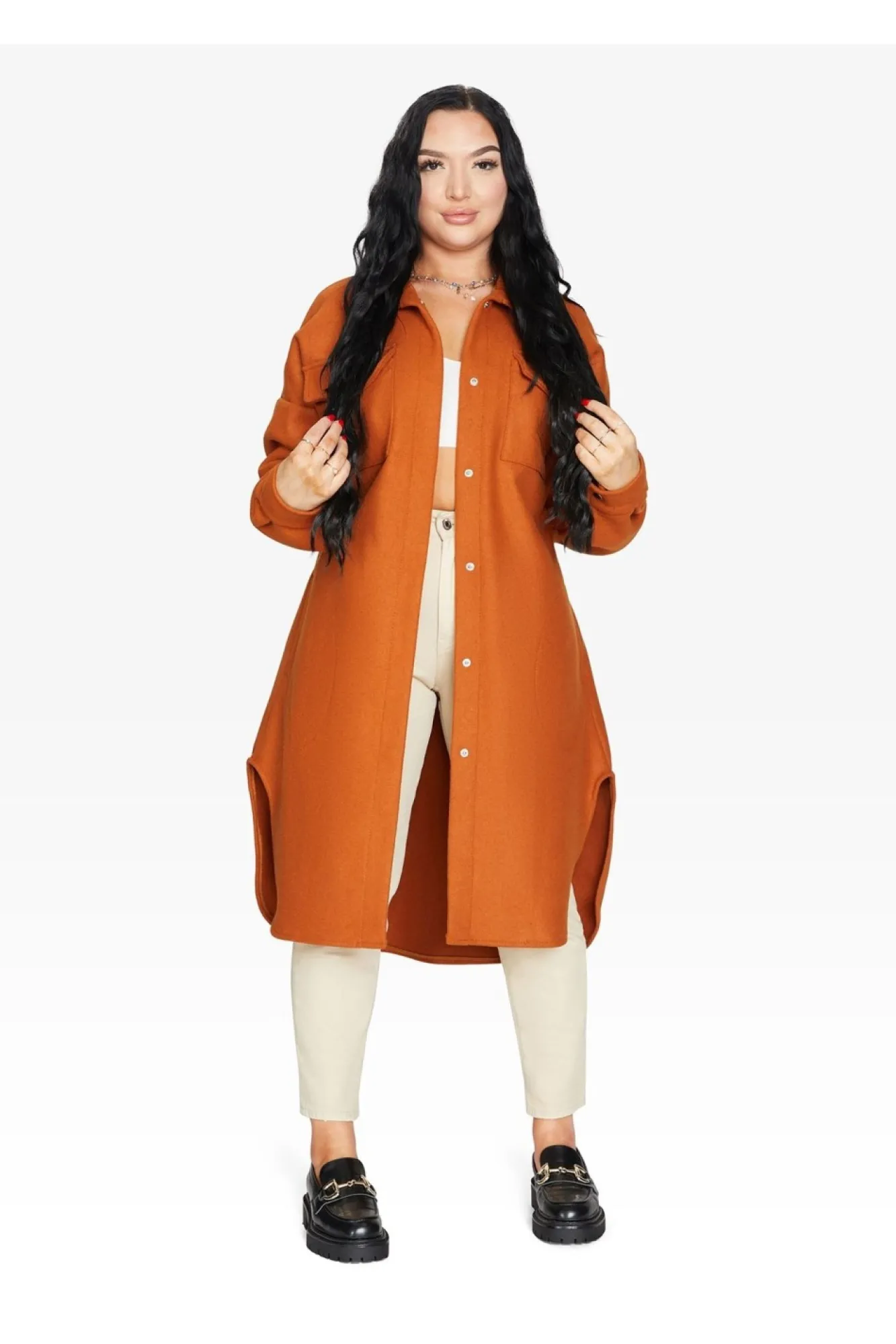 Outerwear^De La Creme Fashions Oversized Longline Shacket