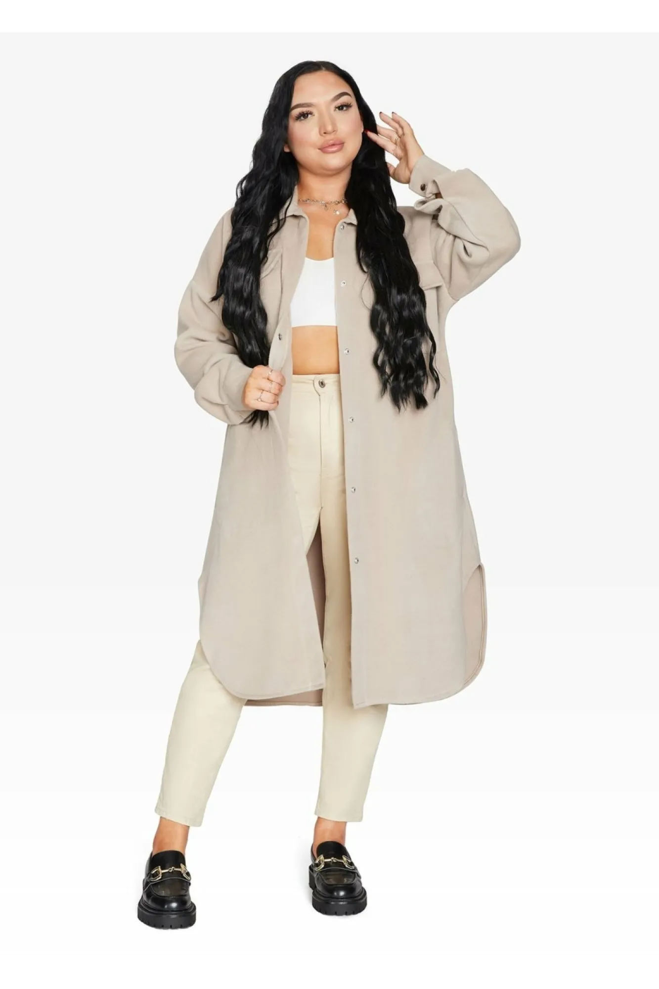 Outerwear^De La Creme Fashions Oversized Longline Shacket