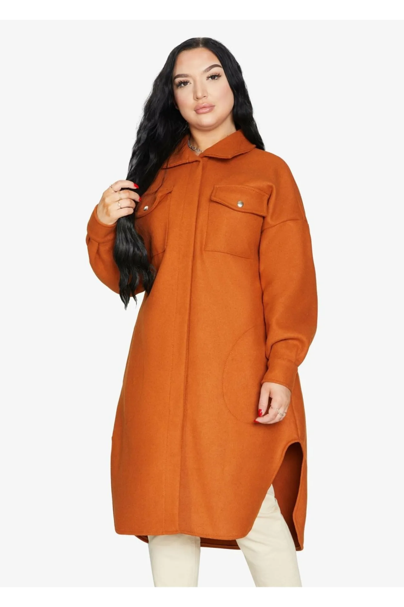 Outerwear^De La Creme Fashions Oversized Longline Shacket