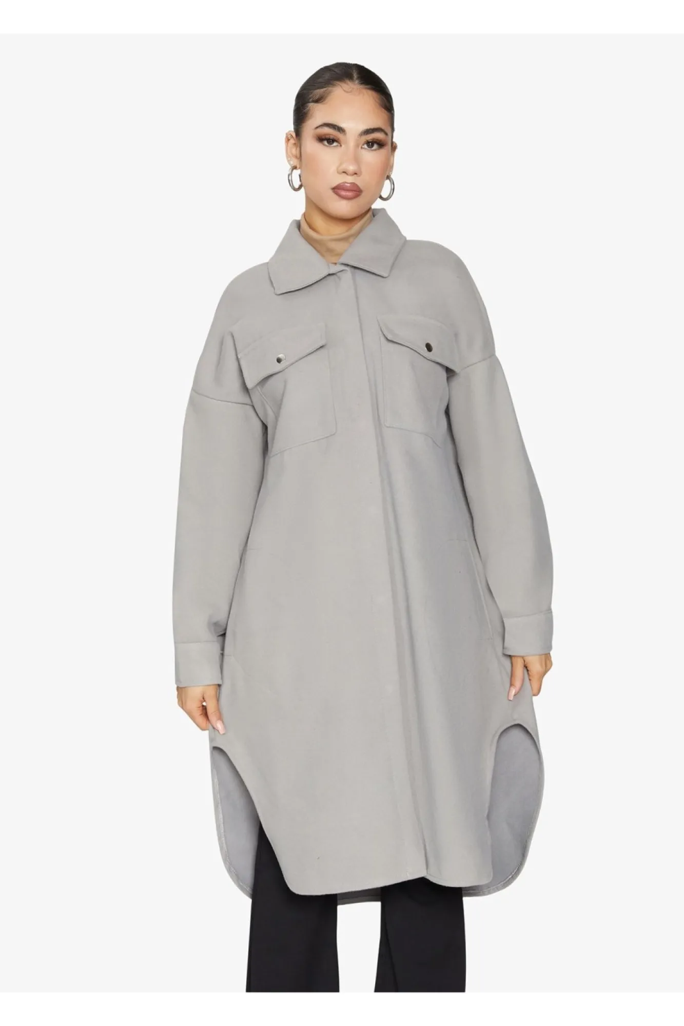 Outerwear^De La Creme Fashions Oversized Longline Shacket