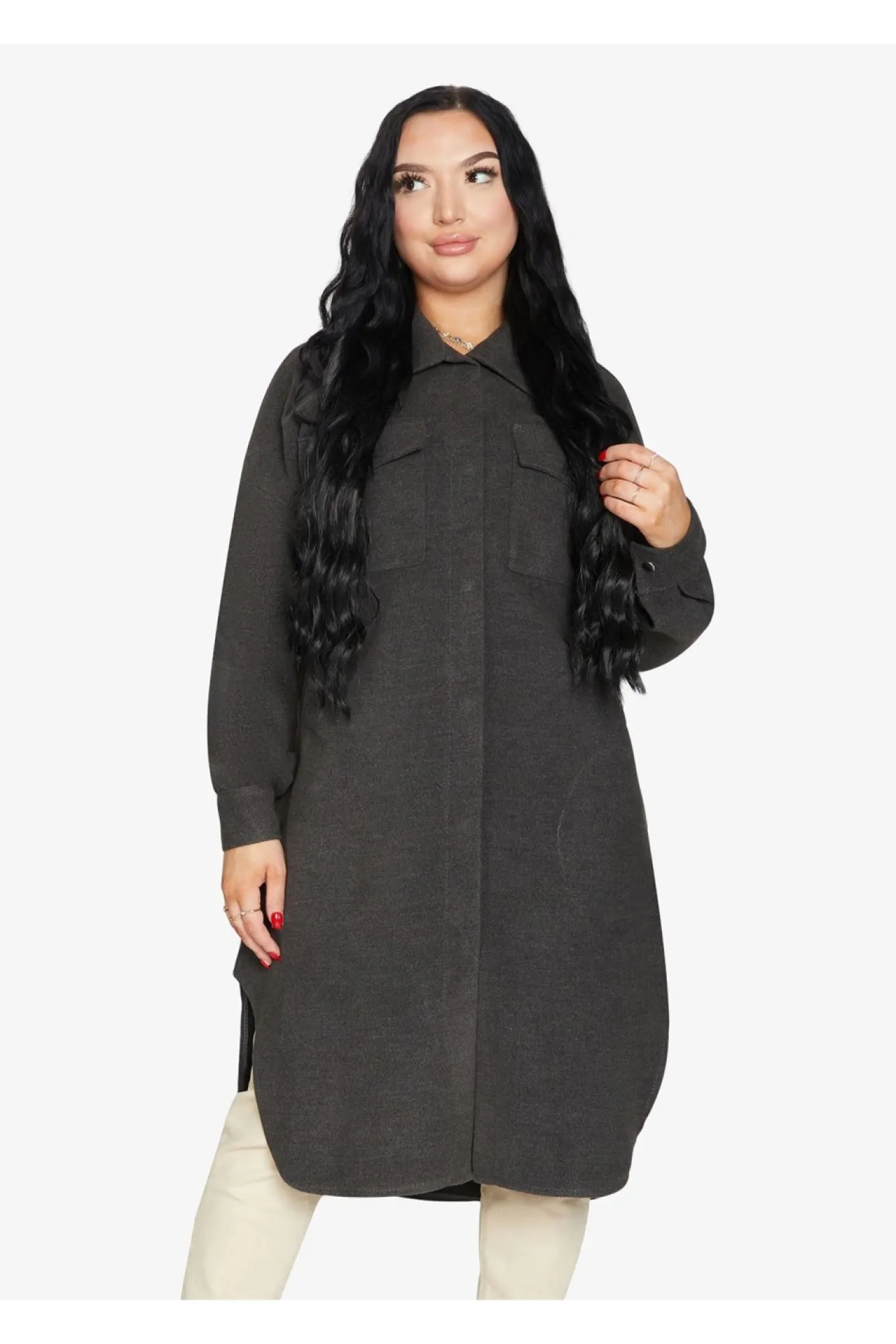 Outerwear^De La Creme Fashions Oversized Longline Shacket