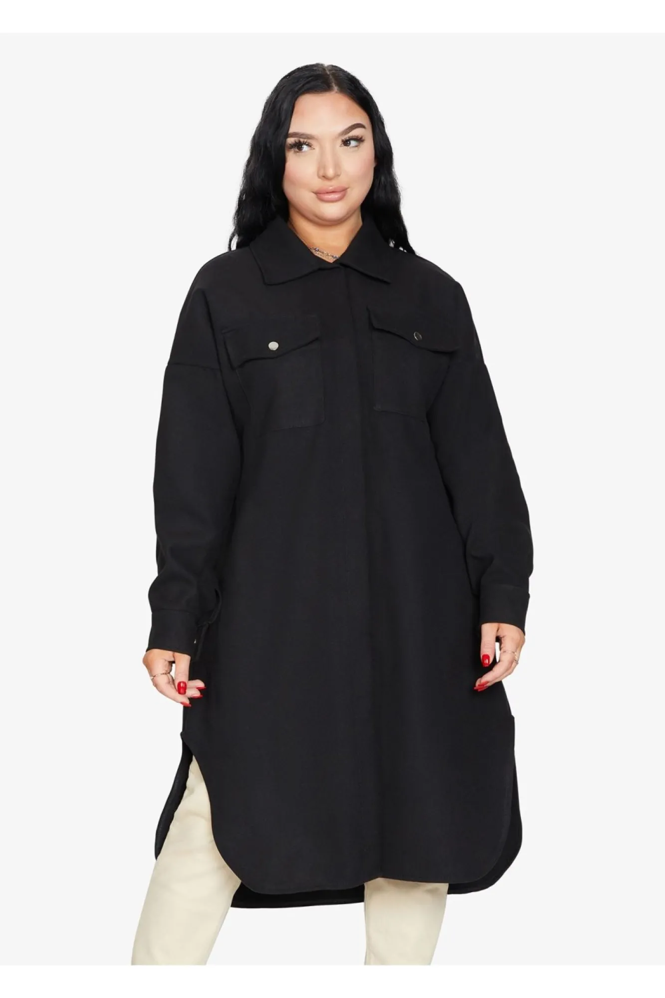 Outerwear^De La Creme Fashions Oversized Longline Shacket