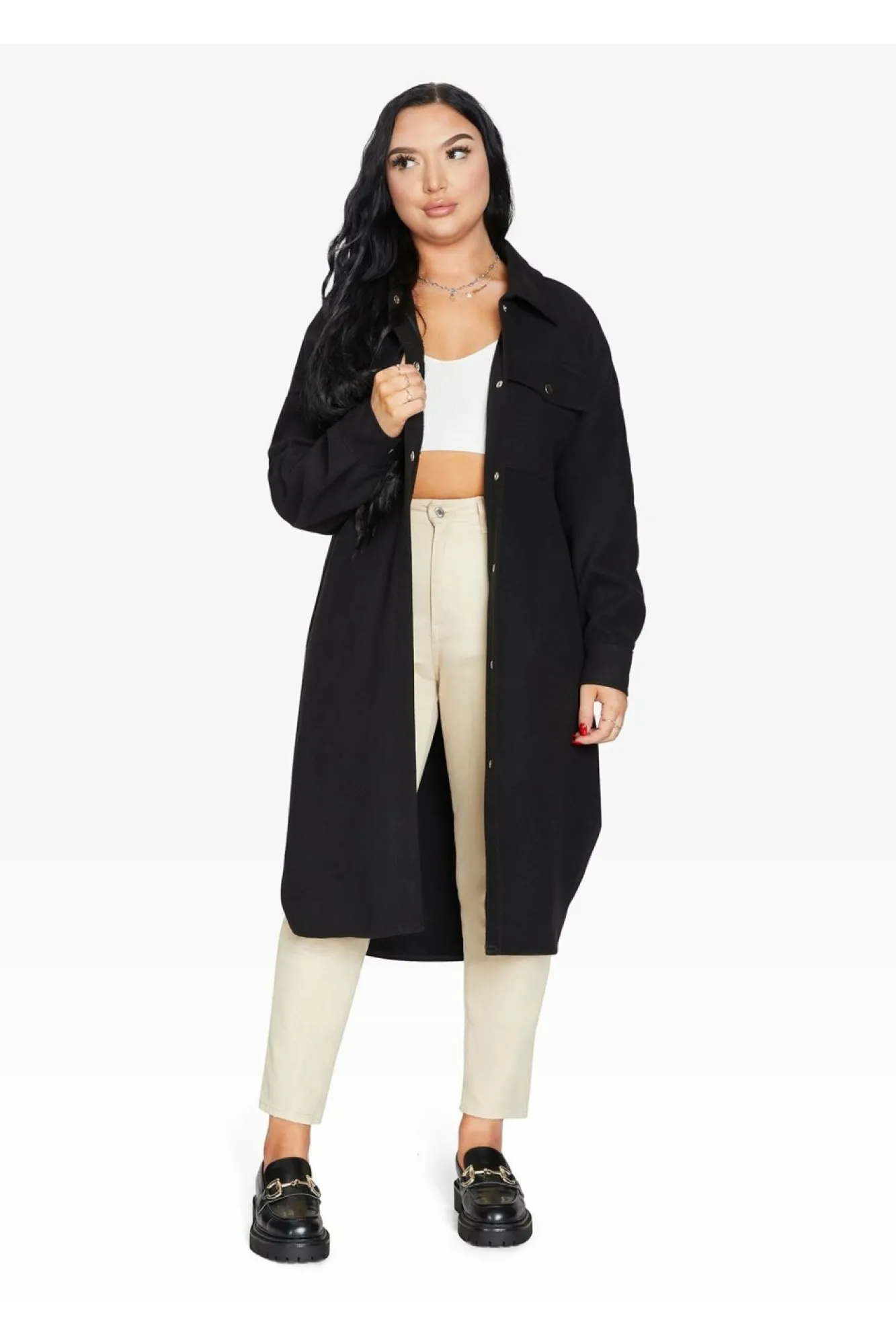 Outerwear^De La Creme Fashions Oversized Longline Shacket