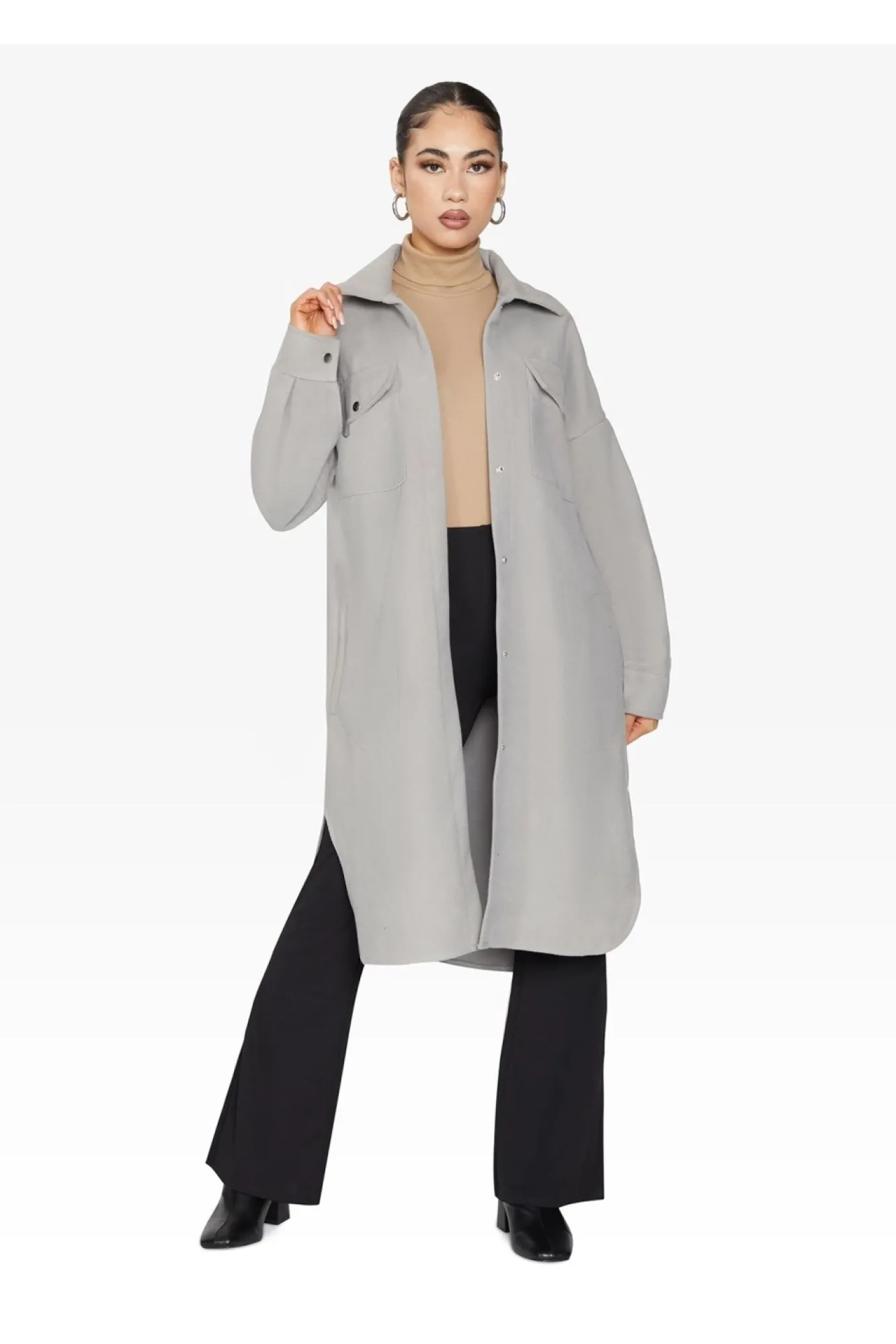 Outerwear^De La Creme Fashions Oversized Longline Shacket