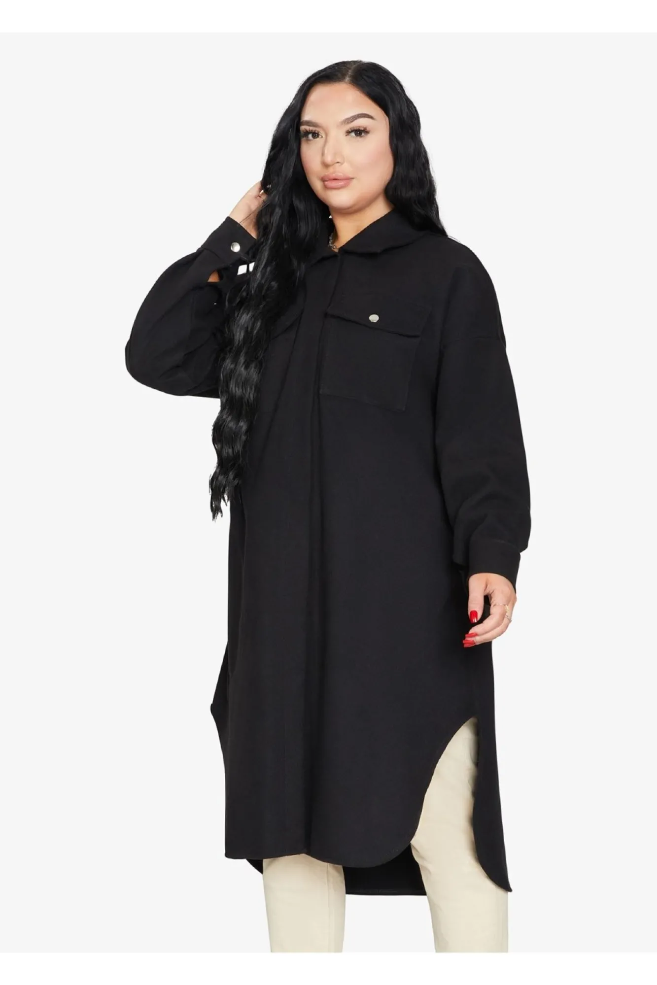 Outerwear^De La Creme Fashions Oversized Longline Shacket