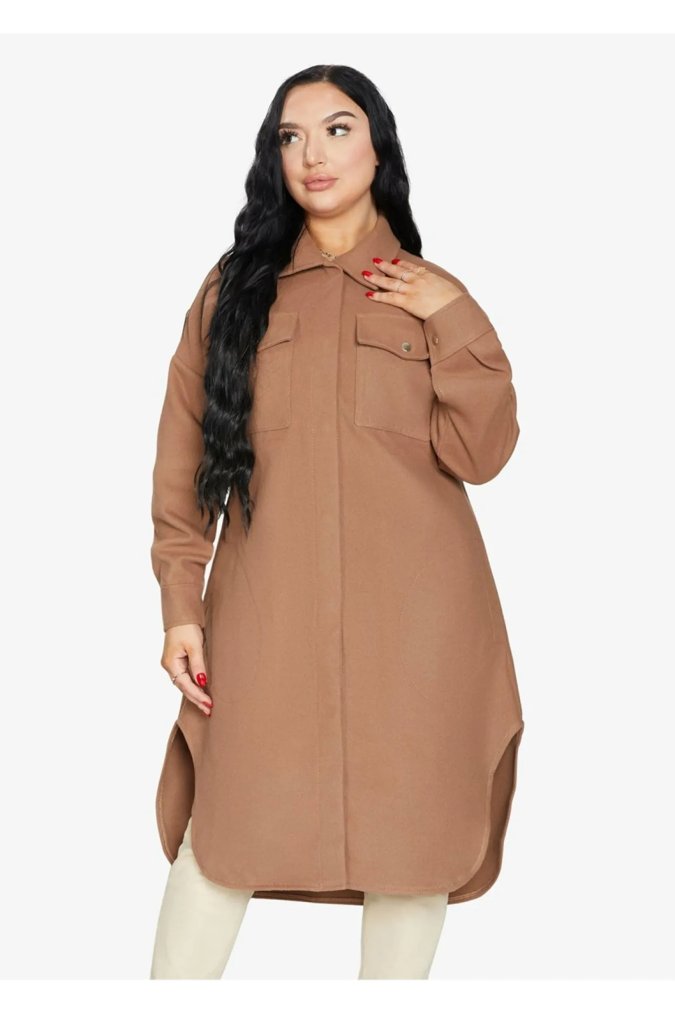 Outerwear^De La Creme Fashions Oversized Longline Shacket