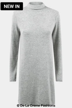 Jumpers^De La Creme Fashions Soft Fleece Jumper Dress Grey