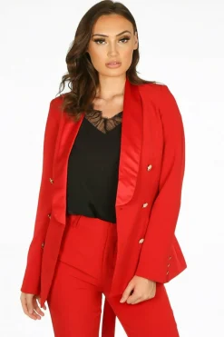 Outerwear^De La Creme Fashions Tailo Belted Blazer With Satin Lapel