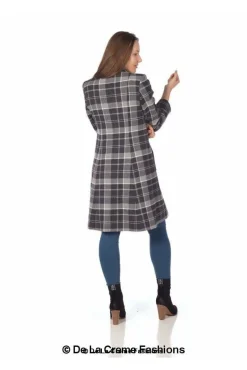 Outerwear^De La Creme Fashions Tartan Check Single Breasted Coat