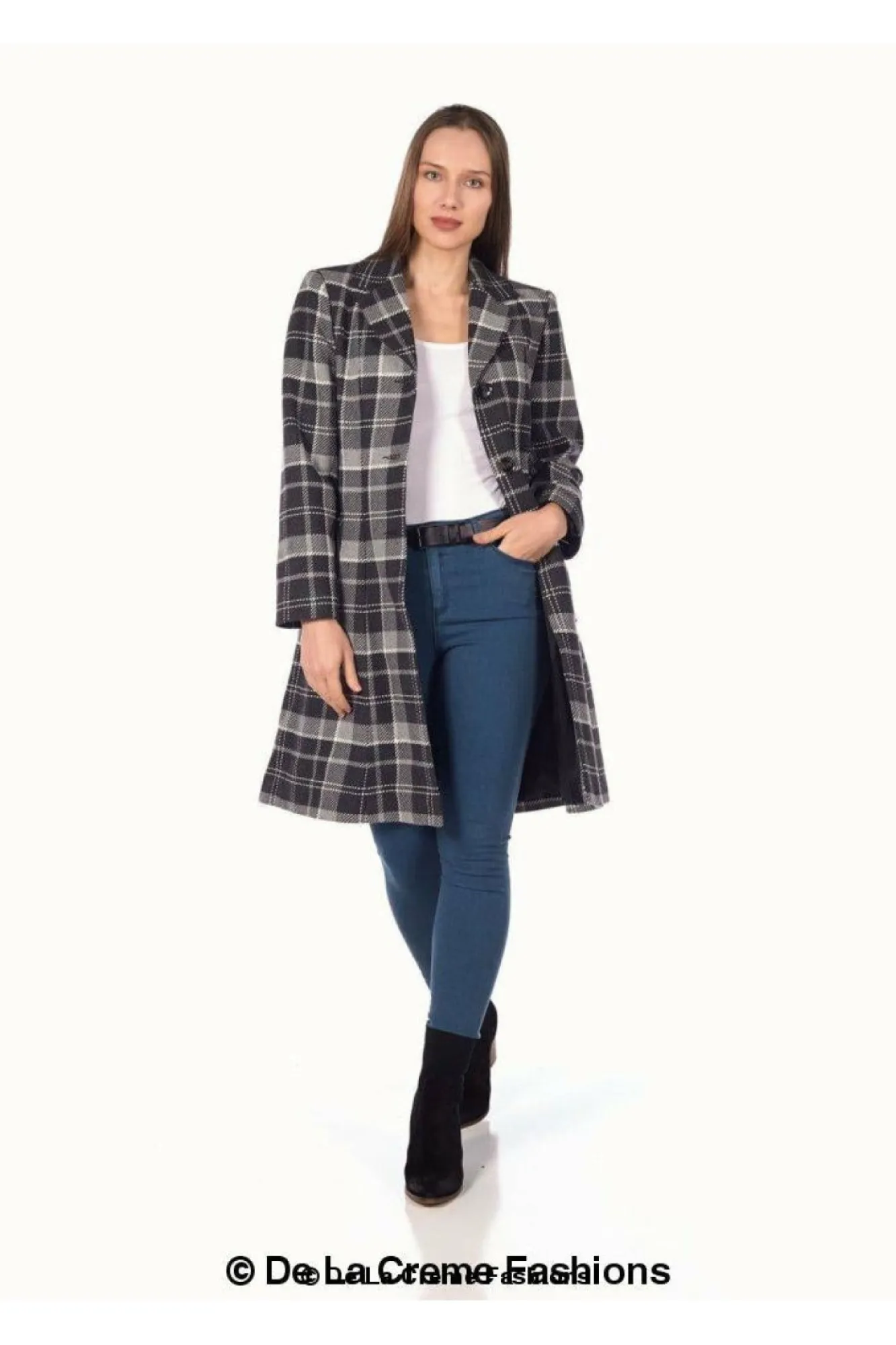 Outerwear^De La Creme Fashions Tartan Check Single Breasted Coat