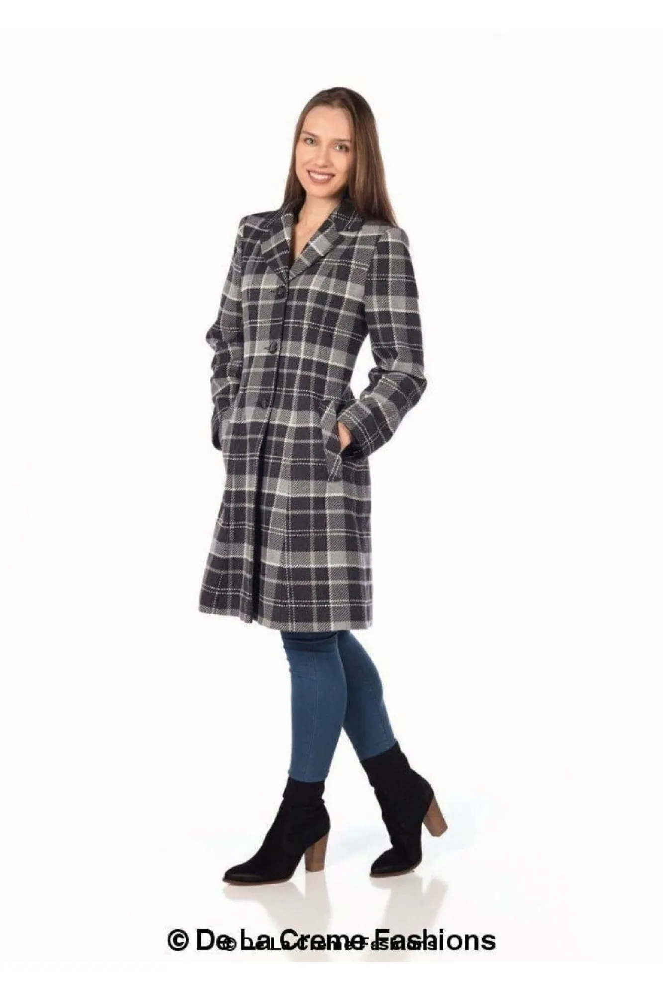 Outerwear^De La Creme Fashions Tartan Check Single Breasted Coat