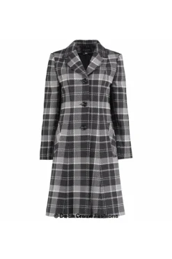Outerwear^De La Creme Fashions Tartan Check Single Breasted Coat
