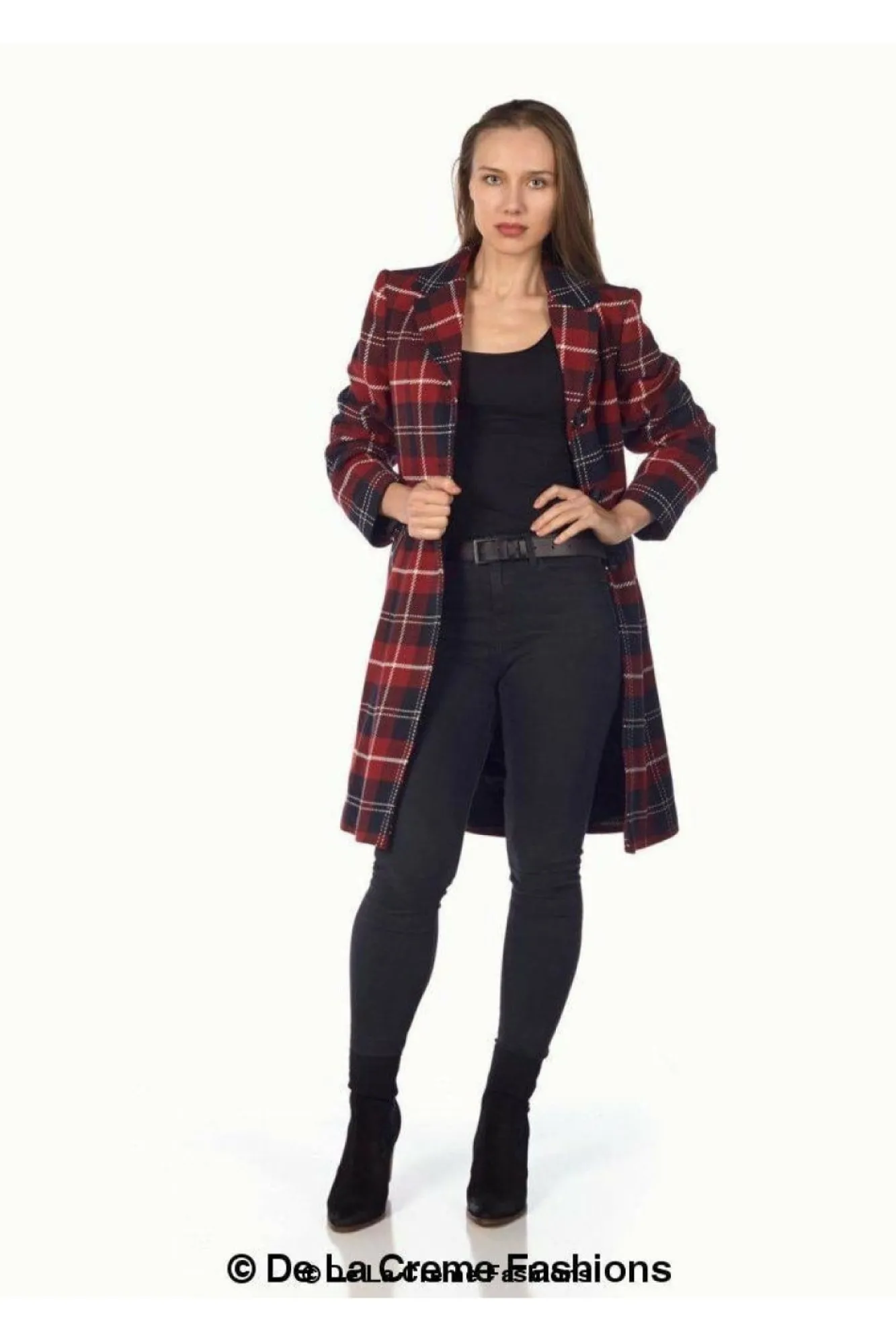 Outerwear^De La Creme Fashions Tartan Check Single Breasted Coat
