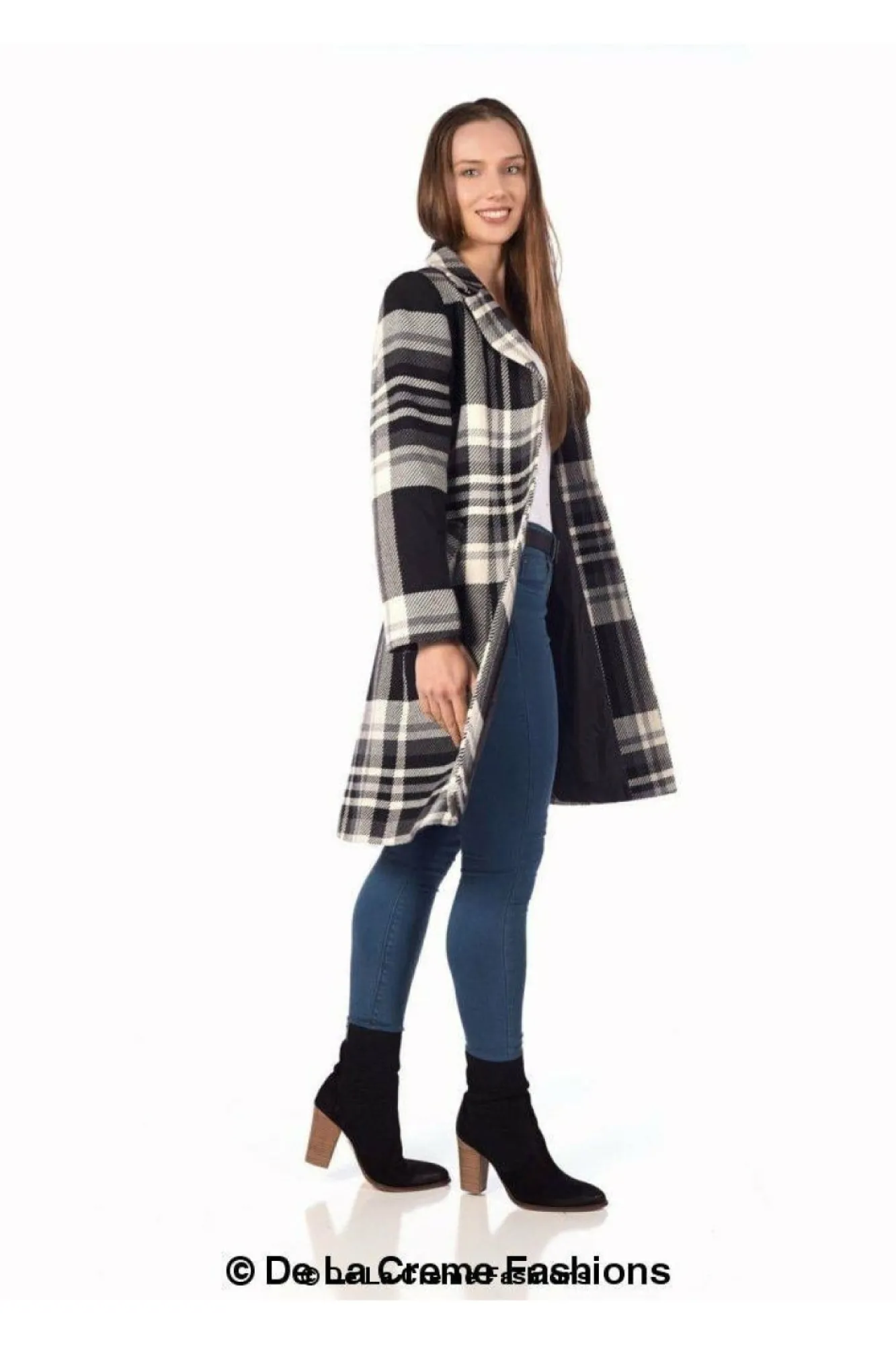 Outerwear^De La Creme Fashions Tartan Check Single Breasted Coat