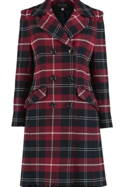 Outerwear^De La Creme Fashions Tartan Check Double Breasted Coat