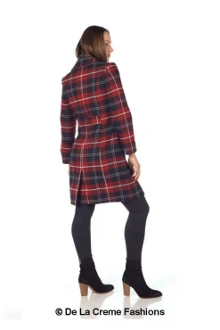 Outerwear^De La Creme Fashions Tartan Check Double Breasted Coat
