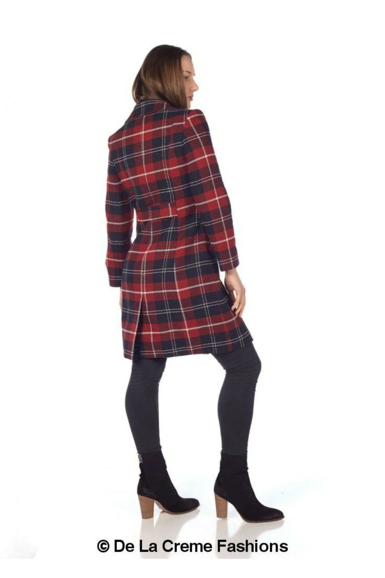 Outerwear^De La Creme Fashions Tartan Check Double Breasted Coat