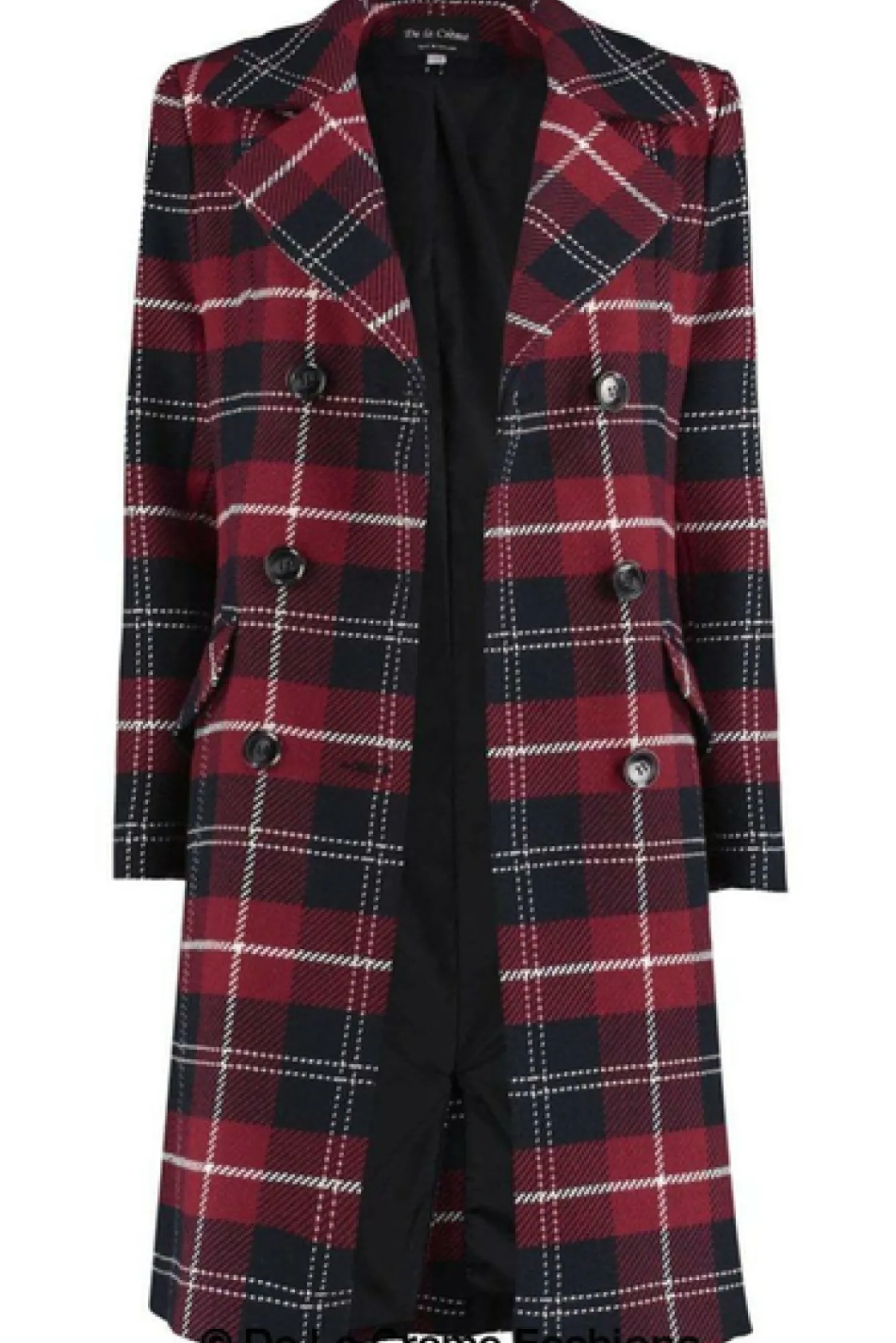 Outerwear^De La Creme Fashions Tartan Check Double Breasted Coat